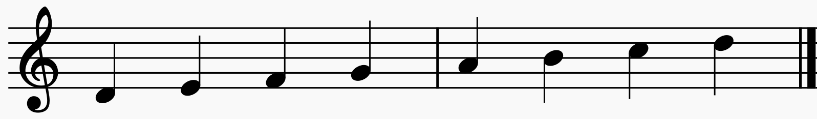 Die dorische Tonleiter im Notentext notiert