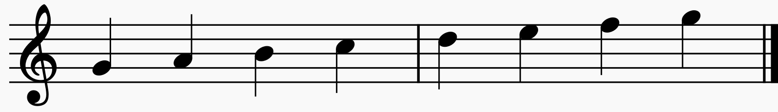 Die mixolydische Tonleiter im Notentext notiert.