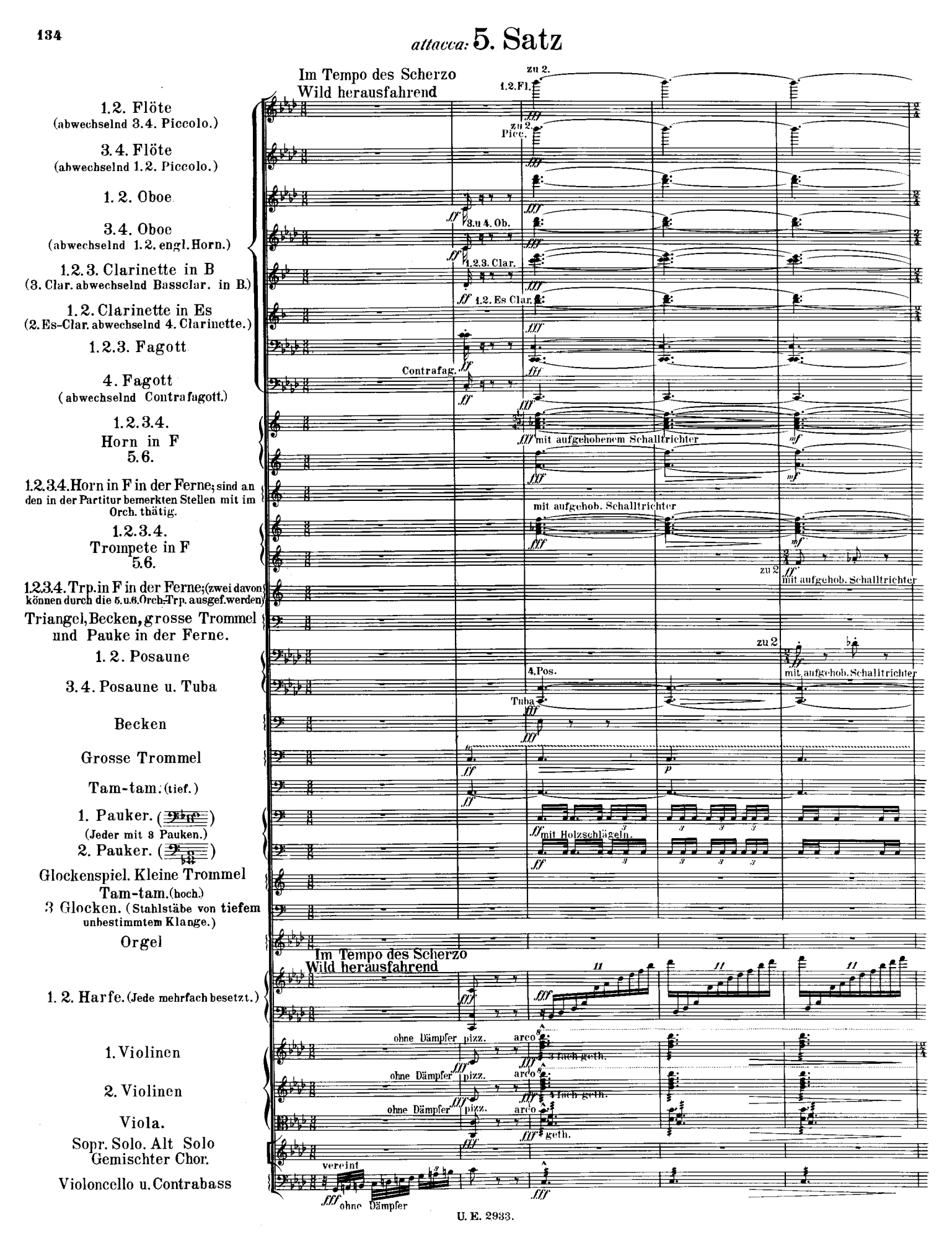 Partitur von Mahler Sinfonie Nr. 2 5. Satz