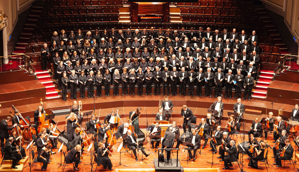 Das Sinfonieorchester – welche Instrumente gehören dazu? Das Bild zeigt die Aufstellung eines Das Sinfonieorchesters und deren Instrumente. Mehr dazu im Musikmagazin.