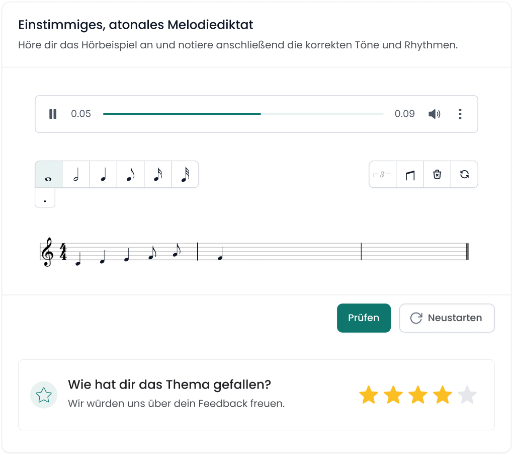 Einstimmiges, altonales Melodiediktat